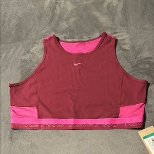Nike Women's Maroon and Hot Pink Sports Bra